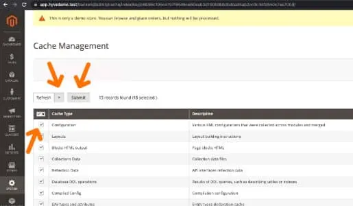 refresh the Full Page Cache